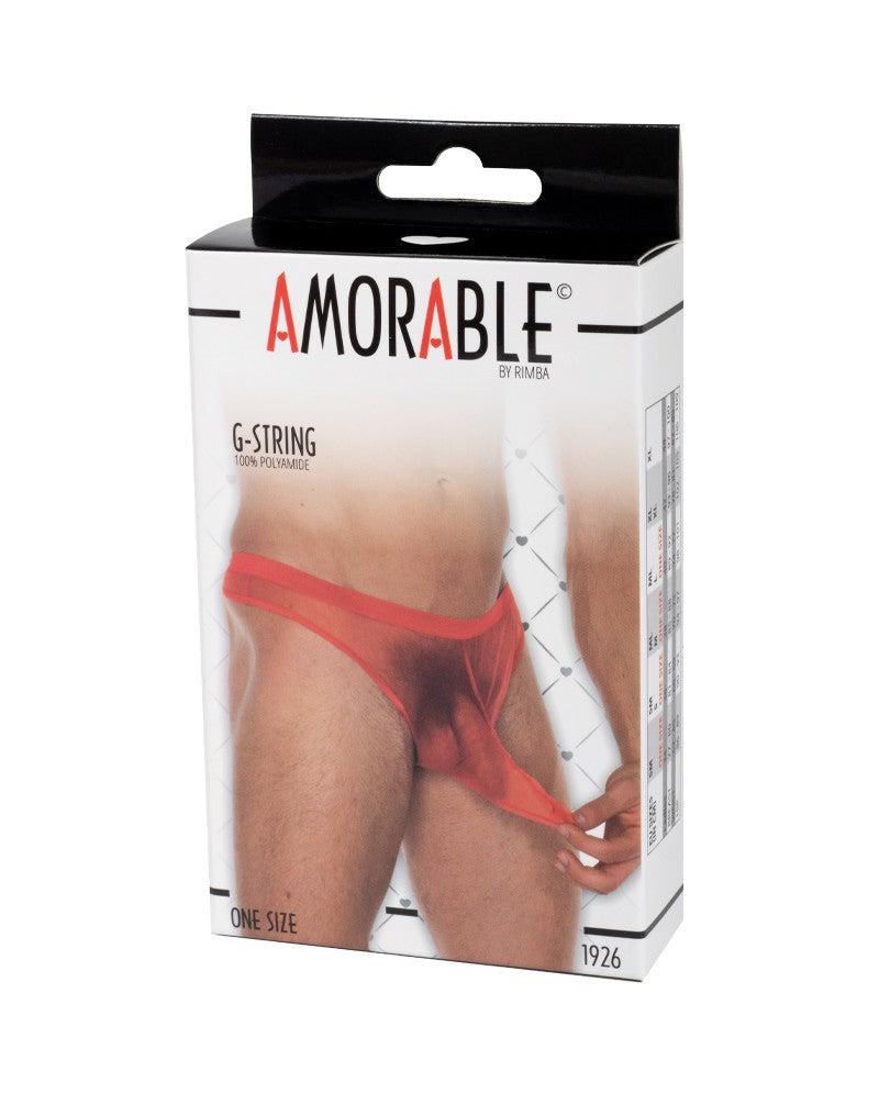 Amorable - Clear Men’s Thong with Penis Pouch - Red - One Size - Laced-up.nl