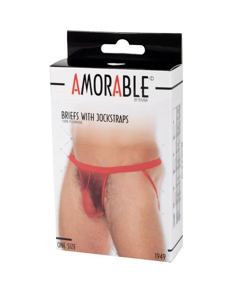 Amorable - Jockstrap transparente para hombre - Rojo-Erotiekvoordeel.nl