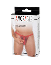 Amorable - Clear Red Men's Thong with Zipper - One Size - Laced-up.nl