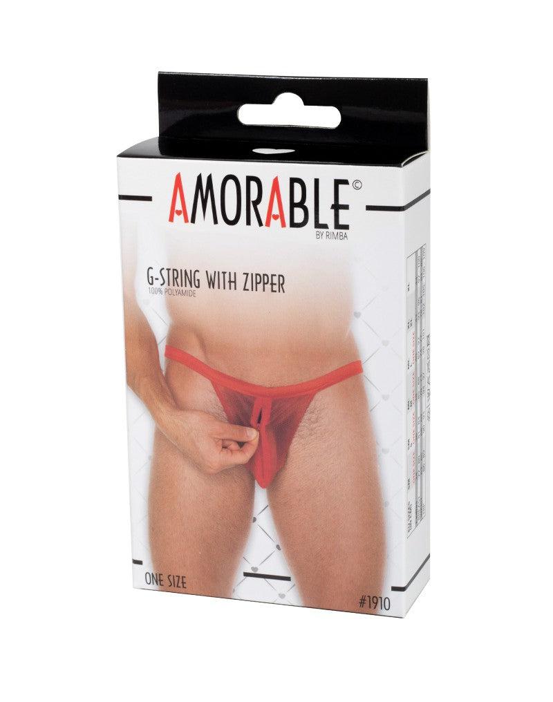 Amorable - Clear Red Men's Thong with Zipper - One Size - Laced-up.nl