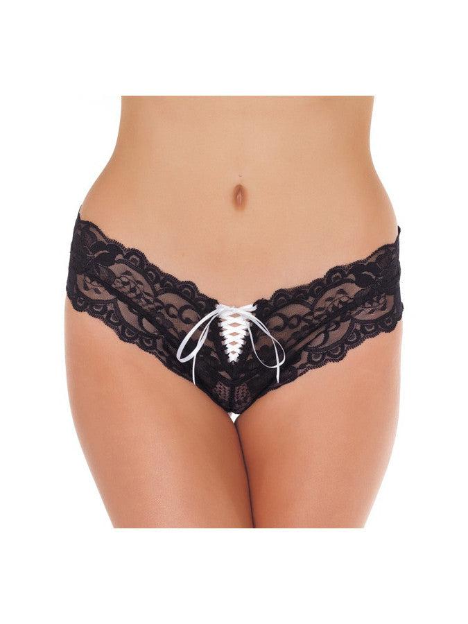txt
Amorable - Short mini de encaje negro con cordones blancos-Erotiekvoordeel.nl