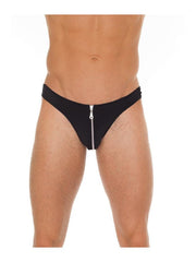 Amorable - Tanga negra para hombre - Cremallera delantera - Talla única - Erotiekvoordeel.nl