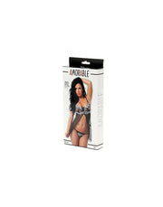 Amorable - Zwarte Transparante Babydoll Met Wit Kant - One Size-Erotiekvoordeel.nl