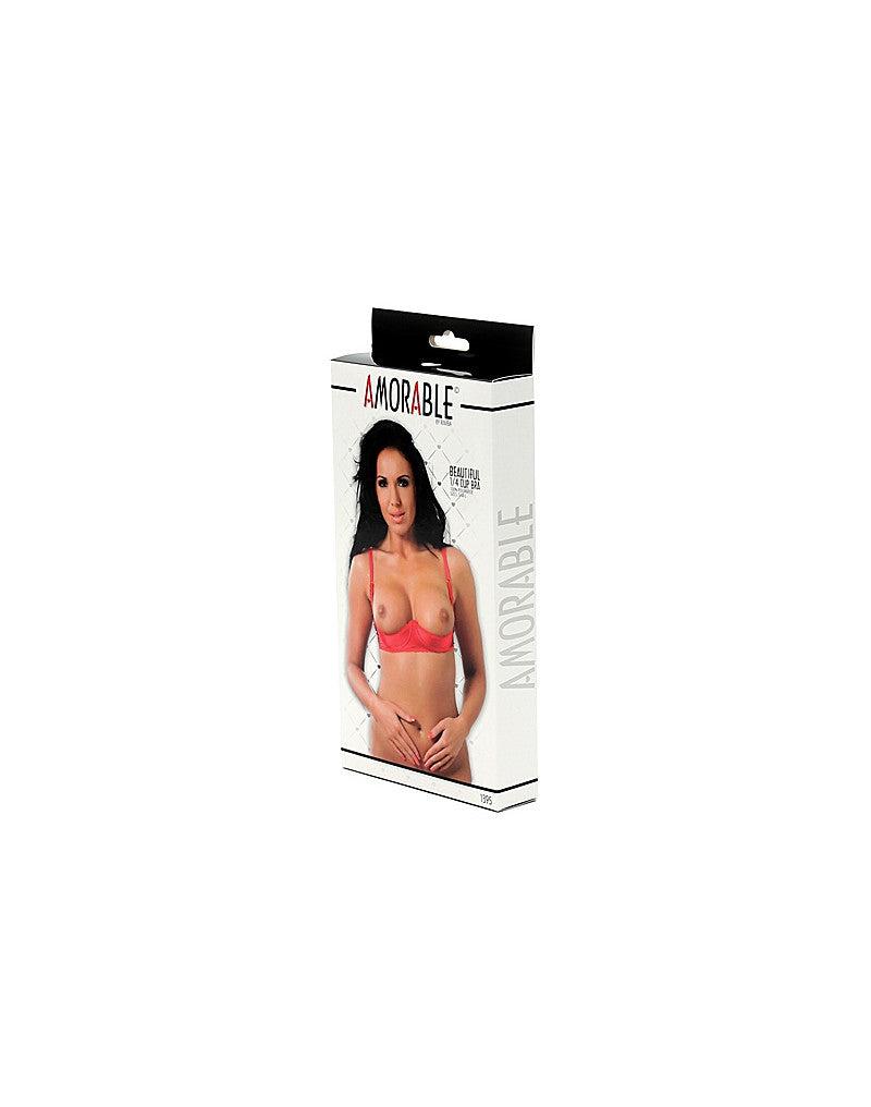 Amorable - 1/4 cup BH Satijn - Rood-Laced-up.nl