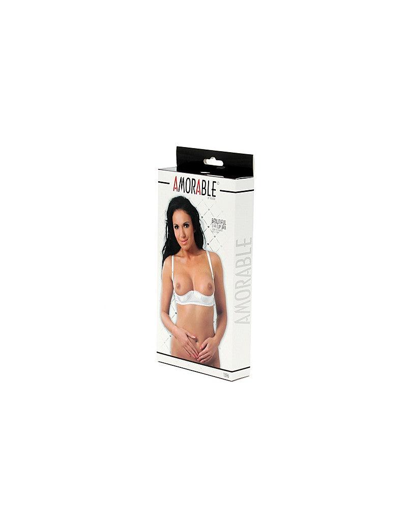 Amorable - 1/4 cup BH Satijn - Wit-Laced-up.nl