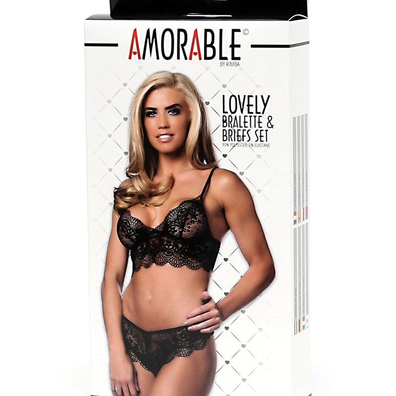 Amorable - Bralette Met Slipje Van Zwart Kant-Laced-up.nl