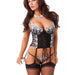 Amorable - Corset Met String En Kousen - Zwart/Wit-Laced-up.nl
