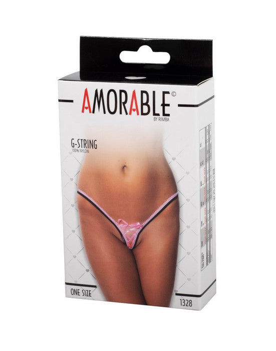 Amorable - Erotische G-string met Vetersluiting Accent - Roze - One Size-Laced-up.nl