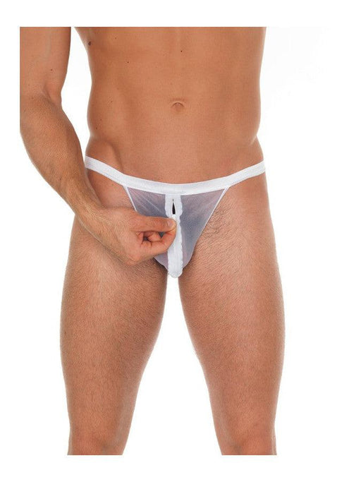 Amorable - Transparante Witte Herenstring Met Rits - One Size-Laced-up.nl