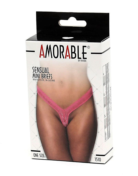 Amorable by Rimba - Erotische String - Kanten Mini Slip - Roze - One Size - Polyester-Erotiekvoordeel.nl