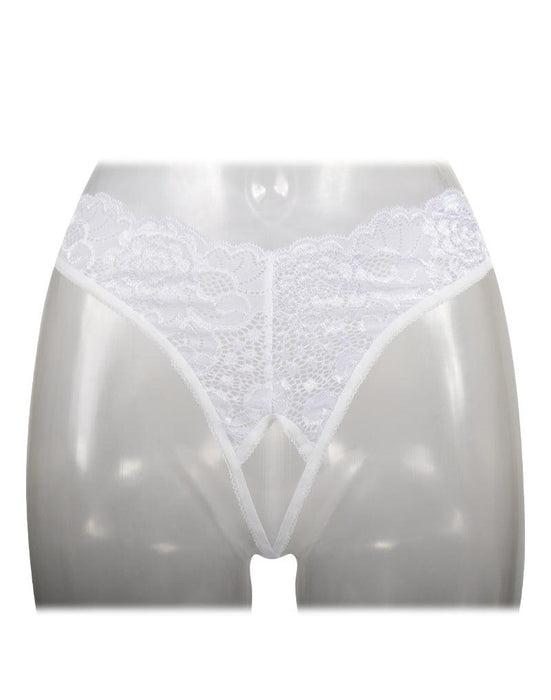 Amorable - Kanten Slipje Met Open Kruis - Wit - One Size-Laced-up.nl