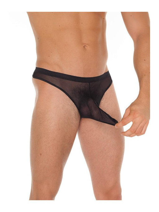 Amorable - Transparante Heren Slip Met Penis Slurf - Zwart - One Size - Polyamide-Laced-up.nl