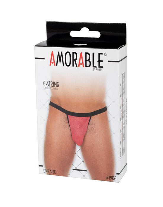 Amorable by Rimba - Erotische String - Zwart Rode V String voor Heren - Mannen Slip - One Size - Polyamide-Erotiekvoordeel.nl