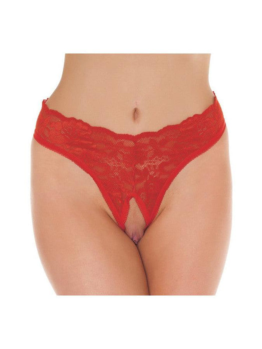 Amorable - Kanten String Met Open Kruis - Rood - One Size-Erotiekvoordeel.nl