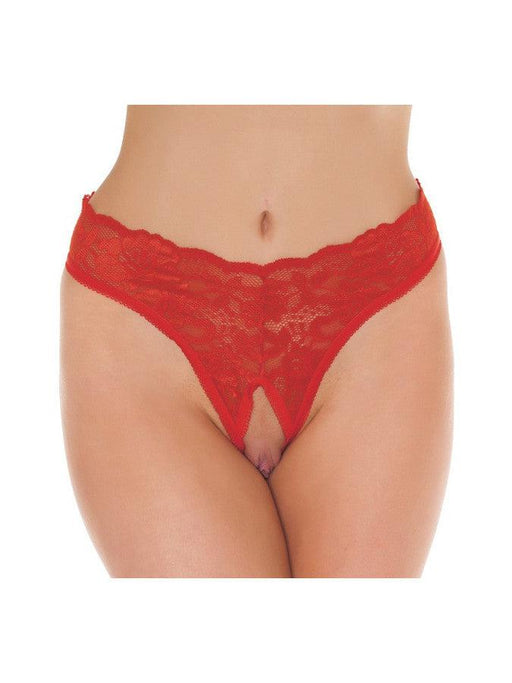 Amorable - Kanten String Met Open Kruis - Rood - One Size-Erotiekvoordeel.nl