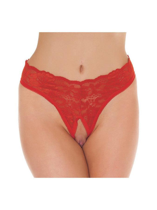 Amorable - Kanten String Met Open Kruis - Rood - One Size-Erotiekvoordeel.nl