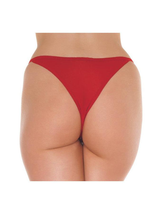 Amorable - Luxe Kanten Vlinder String Met Open Kruis - Rood - One Size-Erotiekvoordeel.nl