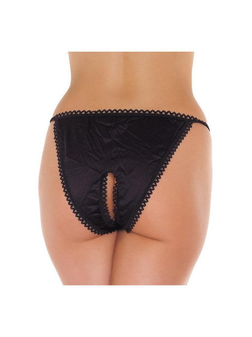 Amorable - Tanga Slipje Met Open Kruis - Zwart - One Size-Erotiekvoordeel.nl
