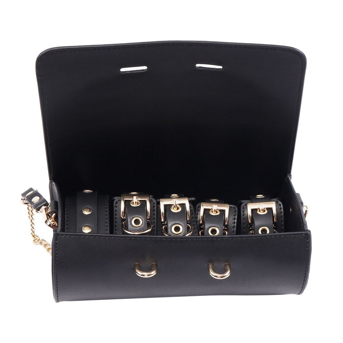 Kiotos - BDSM Fancy 5 Item Kit - Luxe Draagtas met 5 Verschillende BDSM Artikelen - PU Leer (Vegan) - Verkrijgbaar in Rood, Roze en Zwart-Laced-up.nl