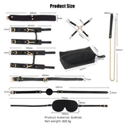 Kiotos - BDSM Fancy 9 Item Kit - Luxe Draagtas met 9 Verschillende BDSM Artikelen - Zwart-Laced-up.nl