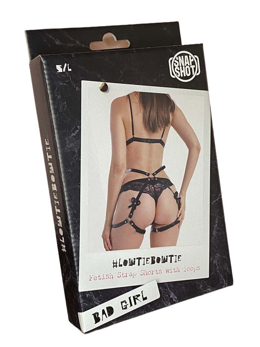 Snapshot Bad Girl - Fetish Harnasje met Jarretel Straps en Strikjes - One Size - Zwart-Laced-up.nl