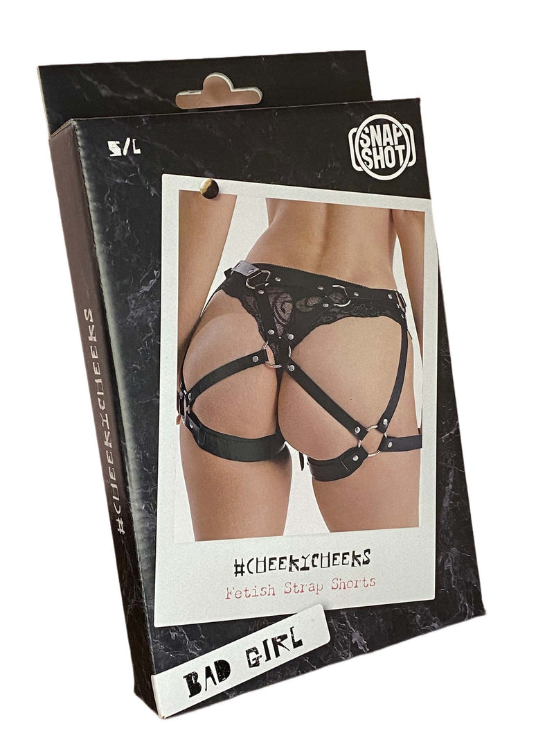 Snapshot Bad Girl - #cheekycheeks - Fetish Been Riemen Harnasje - One Size - Zwart-Laced-up.nl