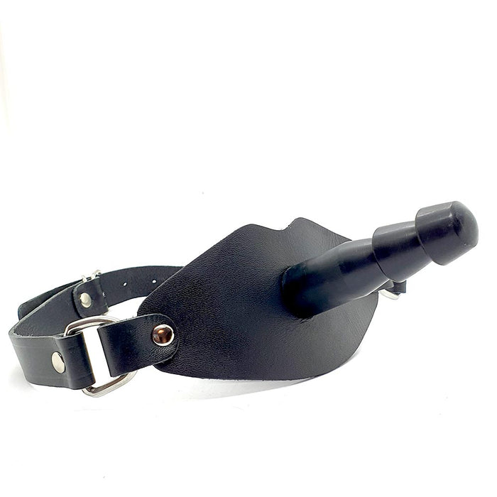Black Label - Ball Gag met Vac U Lock Aansluiting en Lederen Strap - Zwart-Laced-up.nl