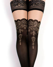 Ballerina Fantasy Hold-Up Stockings Devoted Nude - 20 Denier - Black/Nude-Laced-up.nl