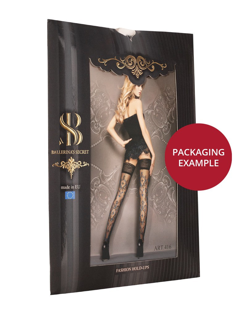 Ballerina Fantasy medias autoportantes elegantes barrocas - 50/20 denier - negro-Erotiekvoordeel.nl