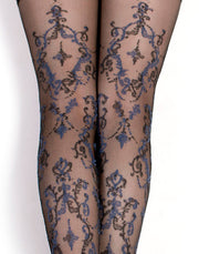 Bas autofixants Ballerina Fantasy « Feeling Blue » - 20 deniers - Noir/Bleu - Laced-up.nl