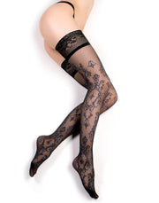 Bas autofixants Ballerina Fantasy « Feeling Blue » - 20 deniers - Noir/Bleu - Laced-up.nl