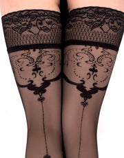 Ballerina Fantasy Medias autoregulantes Ornamento - 20 Denier - Negro-Erotiekvoordeel.nl