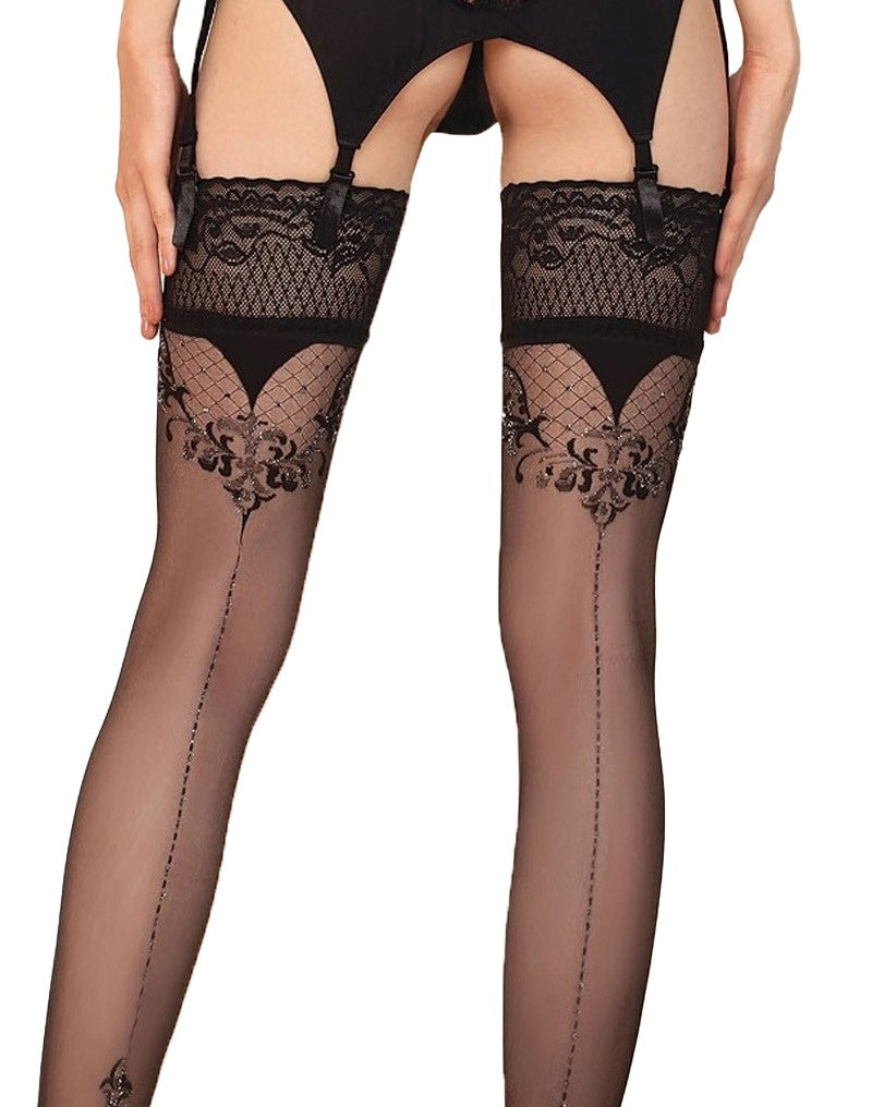 Ballerina Fantasy Hold-Up Seamed Stockings Juliette - 20 Denier - Black-Laced-up.nl