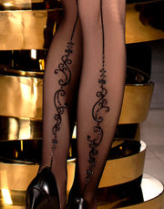Ballerina Fantasy Tights Celestial Scroll - 20 Denier - Black-Laced-up.nl