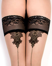 Ballerina - Hold Up Kousen - Ouverture - 20 denier - Nude/Zwart-Laced-up.nl