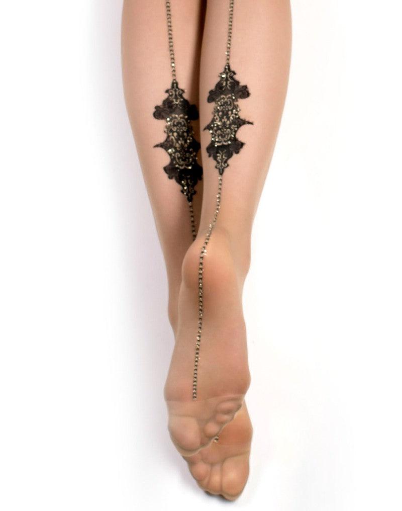 Ballerina - Hold Up Kousen - Ouverture - 20 denier - Nude/Zwart-Laced-up.nl