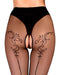 Ballerina - Open Kruis Panty - Flower Scrolls - 20 denier - Zwart-Laced-up.nl
