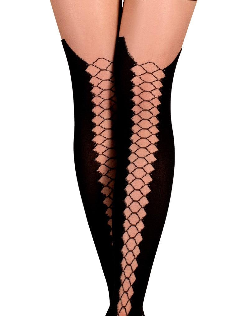 Ballerina - Open Kruis Panty - Sensuous Squares - 20/50 denier - Zwart-Laced-up.nl