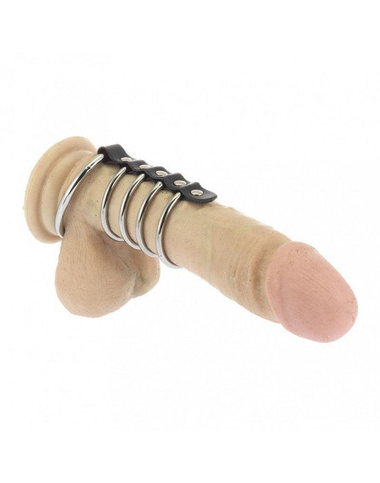 Rimba - Balzak- En 4 Penisringen Van Metaal Met Leren bandje - Diameter 55 En 40 mm-Laced-up.nl