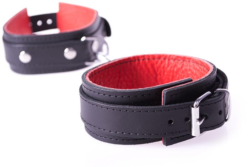 Kiotos - Basic Leren Handboeien Met rode voering-Laced-up.nl