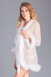 Be Wicked - Bou - Korte Robe met Donsveren - Wit - One Size-laced-up.nl