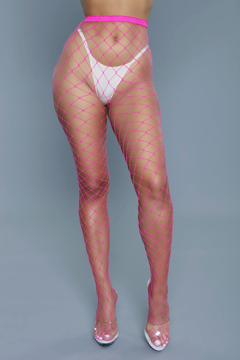 Be Wicked - Can't Back Down - Grote Gaten Visnet Panty - Hot Pink - One Size-laced-up.nl