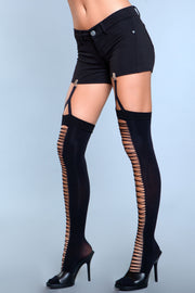 Be Wicked - Illusion Clip - Kousen met Klipsluting - Zwart - One Size-laced-up.nl
