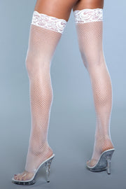 Be Wicked - Kiss Goodnight - Visnet Kousen - Wit - One Size-laced-up.nl