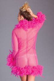 Be Wicked - Lux - Robe met Veren - Hot Pink - One Size-laced-up.nl