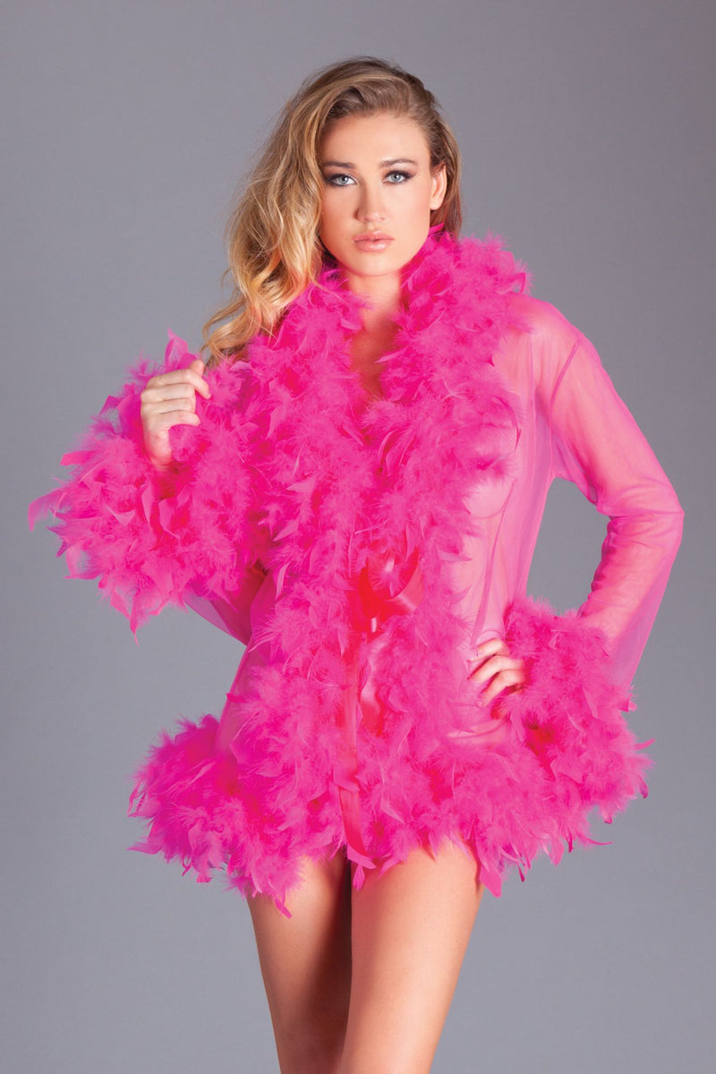 Be Wicked - Lux - Robe met Veren - Hot Pink - One Size-laced-up.nl