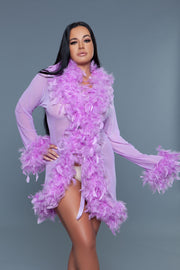Be Wicked - Lux - Robe met Veren - Lavendel - One Size-laced-up.nl