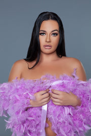 Be Wicked - Lux - Robe met Veren - Lavendel - One Size-laced-up.nl