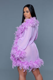 Be Wicked - Lux - Robe met Veren - Lavendel - One Size-laced-up.nl