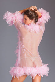 Be Wicked - Lux - Robe met Veren - Roze - One Size-laced-up.nl